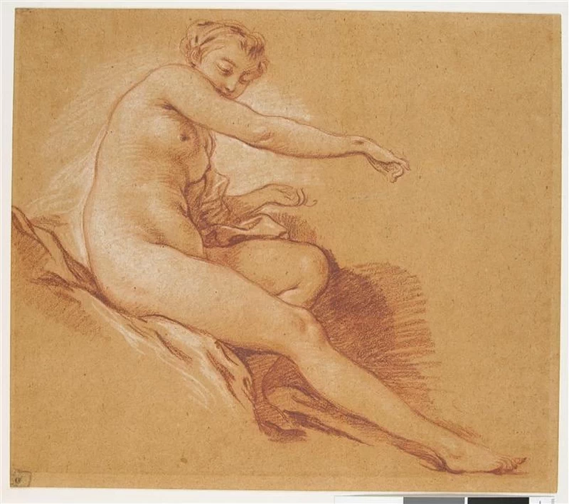 Giovane donna nuda seduta